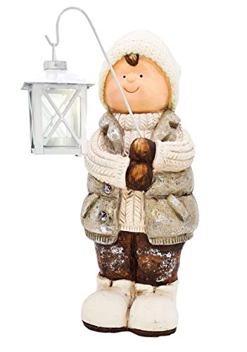 Wichtelstube-Kollektion XXL 40cm Dekofigur mit Laterne Winterkind Weihnachten Deko Figur Garten von Wichtelstube-Kollektion