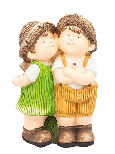 Wichtelstube-Kollektion XXL Gartenfigur Dekofigur Sommerkinder Katherina und Martin Gartendeko Vintage Figuren für außen ca. 45cm groß Gartenfiguren für draußen von Wichtelstube-Kollektion