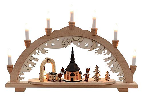 Wichtelstube-Kollektion XXL Schwibbogen Innenbeleuchtet Seiffener Kirche Bergmannsstollen 57 x 9 x 38 cm von Wichtelstube-Kollektion