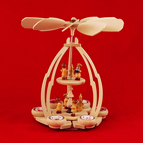 Wichtelstube-Kollektion XXL Weihnachtspyramide Weihnachtsbäckerei Pyramide Weihnachten aus feinsten Buchenholz für Teelichter Holz 24 x 24 x 35 cm von Wichtelstube-Kollektion