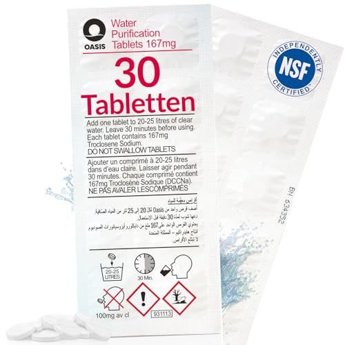 Wicked Chili 30x Chlortabletten geeignet für Waterrower Rudergerät, Water Rower, Oasis Chlor Tabletten, Water Purification Tablets gegen Algen (3 Jahresbedarf, pro Tablette 25L entkeimtes Wasser) von Wicked Chili
