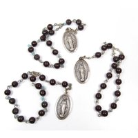 1Pc Vintage Wundersame Medaille Gepresst Schwarz Glas Perle Chaplet Rosenkranz Zinn Saint 1Pc Vintage Wundersame Medaille Gepresst Schwarz Glas Perle Chaplet Rosenkranz Zinn Saint von WickedCrafts
