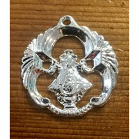 Glänzende Silber Religiöse Medaille Säugling Prag Cut Out Medaillon Neue Alte Lager Vintage von WickedCrafts