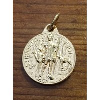 Religiöse St Hubert & Rocco Signiert Medaille Gold Platte Frankreich Vintage von WickedCrafts