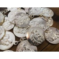 Religiöse St. Joseph Unserer Lieben Frau Ewige Hilfe Silber Medaille Signiert Karo Vintage von WickedCrafts