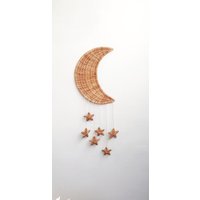 Crescent Moon, Wandkorb, Boho-Korb-Wand, Boho-Wand-Kunst, Kinder-Wand-Dekor, Wicker Moon-Dekor, Wand-Dekor Für Kinderzimmer, Wohnkultur von WickerBasketDesign