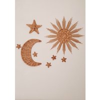 Sonne Wandbehang, Wand Korb, Und Mond Wanddekor, Korb Boho, Wicker Dekor, Wanddekor Für Kinderzimmer von WickerBasketDesign