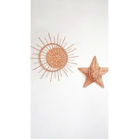 Wanddekor Boho Wicker Wanddeko Wand Sonne Mond Und Stern Korb Kinderzimmer Wandbehänge von WickerBasketDesign