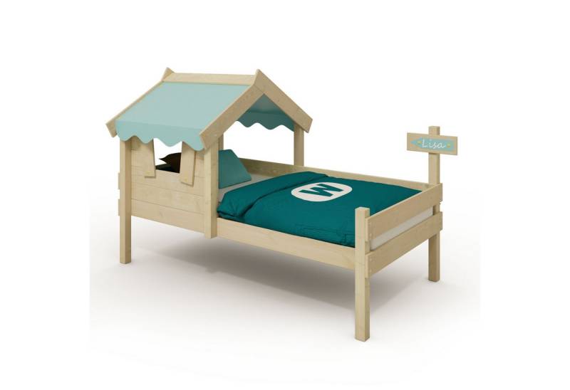Wickey Kinderbett CrAzY Dreamy 90x200 cm – Stabiles Kinderhausbett (Holzpaket aus Pfosten und Brettern, Massives, langlebiges Holz), Kreativer Spiel- und Schlafbereich, Einzelbett von Wickey
