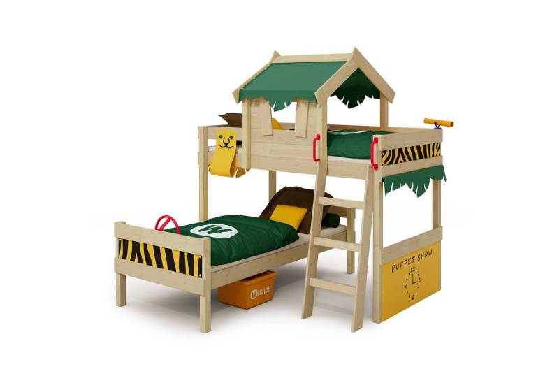 Wickey Kinderbett Crazy Jungle, Spielbett, 90 x 200 cm Hochbett (Holzpaket aus Pfosten und Brettern, Spielbett für Kinder), Massivholzbrett von Wickey