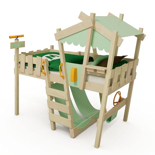 Wickey Kinderbett Crazy Snuggy - Hochbett, Spielbett für Kinder aus Massivholz mit Planendach - 90 x 200 cm - pastellgrüne Plane Wickey Kinderbett Crazy Snuggy - Hochbett, Spielbett für Kinder aus Massivholz mit Planendach - 90 x 200 cm - pastellgrüne Plane von Wickey