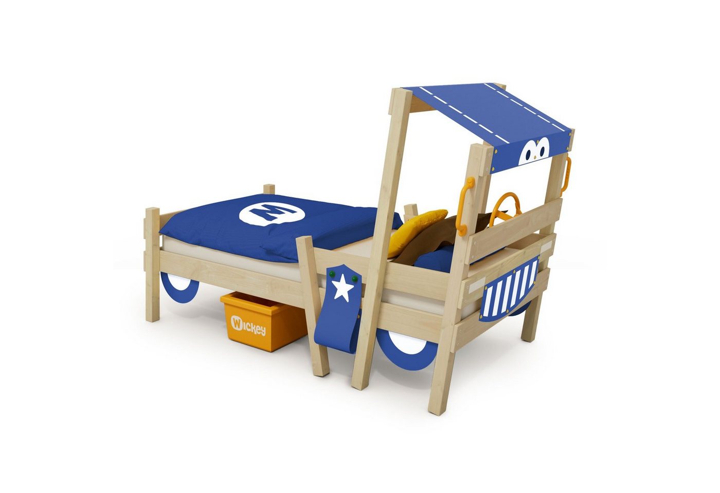 Wickey Kinderbett Crazy Sparky Fun - Spielbett, Holzbett 90 x 200 cm (Holzpaket aus Pfosten und Brettern, Spielbett für Kinder), Massivholzbett von Wickey