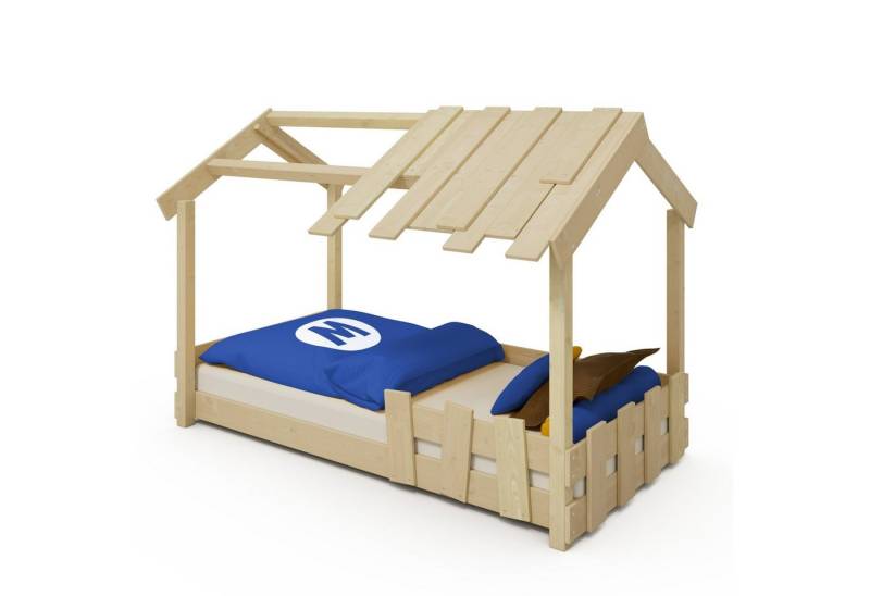 Wickey Kinderbett CrAzY Beach - Holzbett, Spielbett 90 x 200 cm (Holzpaket aus Pfosten und Brettern - geringe Höhe - ideal für Kleinkinder, Spielbett für Kinder), Massivholzbrett von Wickey