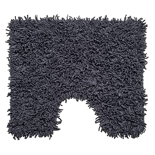 Wicotex - WC Vorleger mit Ausschnitt | rutschfest WC Teppich | Verdickt Klovorleger | Weich Stand WC-Vorleger | Flauschige Mikrofaser Toilette Badteppich Anthrazit 50x60cm von Wicotex