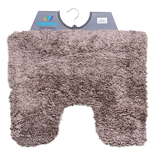 Wicotex - WC Vorleger mit Ausschnitt | rutschfest WC Teppich | Verdickt Klovorleger | Weich Stand WC-Vorleger | Flauschige Mikrofaser Toilette Badteppich Taupe 50x60cm von Wicotex