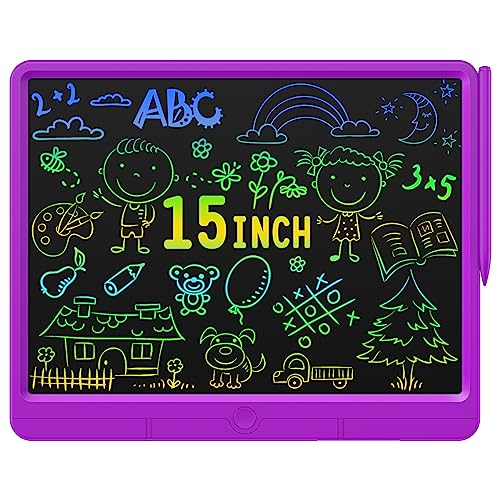 Wicue LCD-Schreibtafel für Kinder 15 Zoll Zeichnungstafel bunte Doodle-Board-Zeichenpads elektronische Zeichnungstafeln für unterwegs Aktivitätsspiele für Kinder im Alter von 3 4 5 und 6 Jahren von Wicue