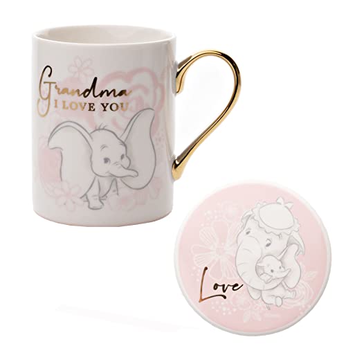 Disney 0729 Tasse und Untersetzer aus Porzellan – "Grandma" Dumbo Design von Widdle Gifts Ltd