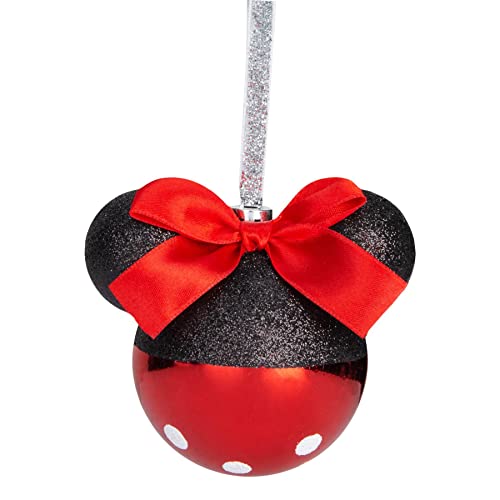 Disney 9601 Weihnachtskugel, glitzernd, 60 mm, Minnie Maus, Schwarz und Rot von Widdle Gifts Ltd