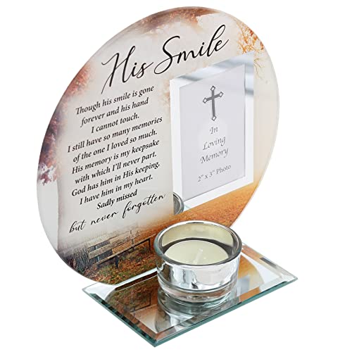 Teelichthalter aus Glas mit Bilderrahmen für Vater, Großvater, Onkel, Bruder oder jemand Besonderen – His Smile von Widdle Gifts Ltd