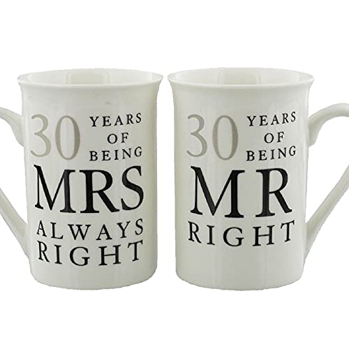 Widdle Gifts Ltd Porzellantassen zum 30. Hochzeitstag, 2 Stück, "Mr Right & Mrs Always Right" von Widdle Gifts Ltd