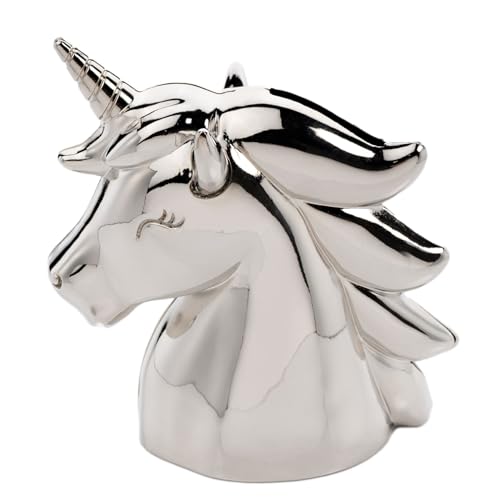 Einhorn-Spardose, 12,5 cm, versilbert, für Neugeborene oder Taufe, Lieferung in Box 7039 von Widdle Gifts