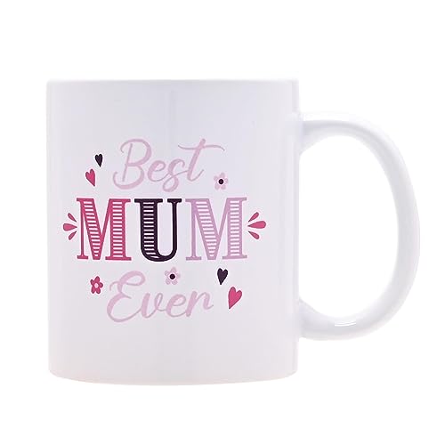 Tasse mit Aufschrift "Best Mum Ever", 325 ml, bunt, ideal für Weihnachten, Geburtstag oder Muttertag von Widdle Gifts