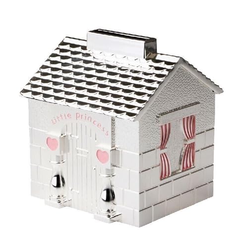 Wendy House Spardose, 10,5 cm, kleine Prinzessin, Silber und Rosa, Spardose für Neugeborene oder Taufe. Wird in einer Box geliefert von Widdle Gifts