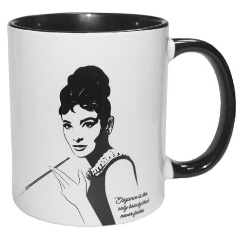 Widdle Gifts Audrey Hepburn Tasse schwarz und weiß 325 ml Ikone Geschenk für sie/ihn von Widdle Gifts
