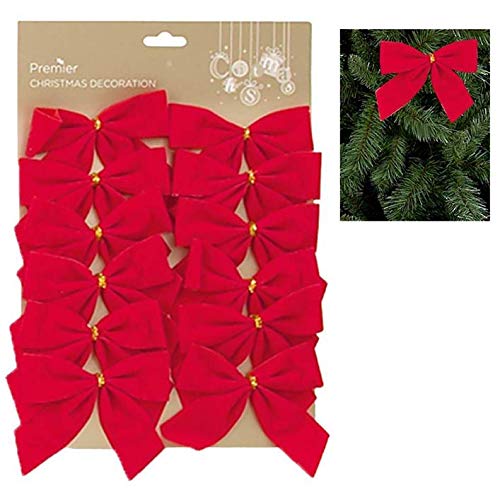 Widdle Wonderland 12 x rote Samtschleifen 6732 Weihnachtsbaumschmuck, 12 cm von Widdle Wonderland