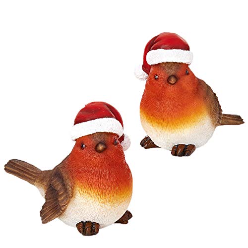 Widdle Wonderland Dekofigur Rotkehlchen mit Weihnachtsmannmütze, Polyresin, 10 cm, 6466 von Widdle Wonderland