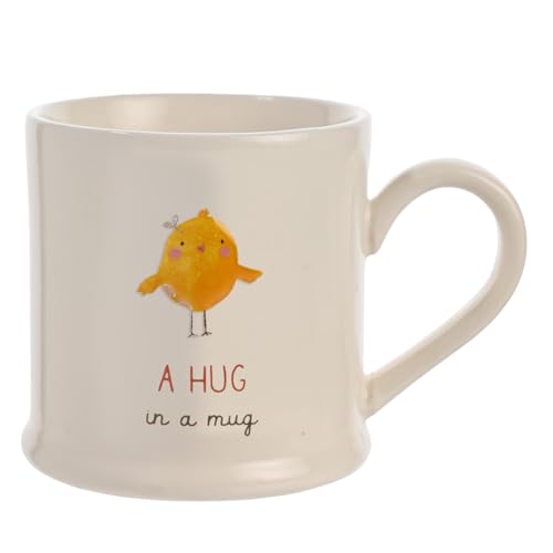 Celebrations – Love Life – "A Hug in a Mug" Keramiktasse mit Huhn-/Küken-Prägung – Küchengeschenk und Haushaltswaren für Tee, Kaffee und heiße Getränke – 330 ml von Widdop and Co