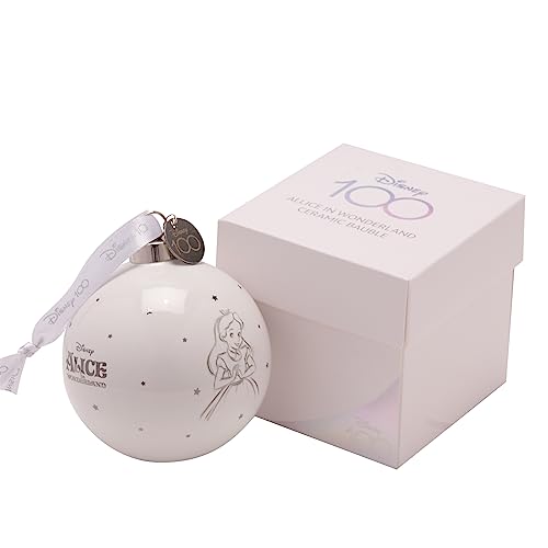 Disney 100 Bauble - Alice in Wonderland - Ceramic Christmas Decoration in White Box von Widdop and Co
