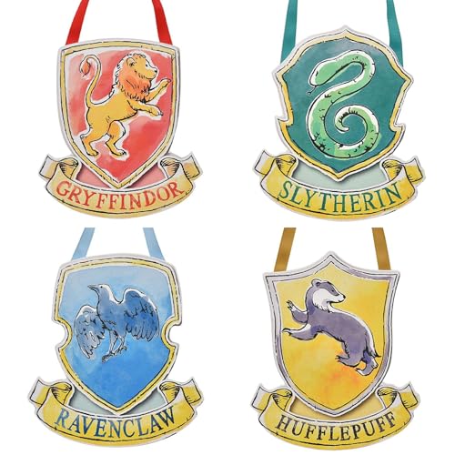 Harry Potter Set Of 4 Hanging Wall Plaques - Hogwarts House Crests Signs von Widdop and Co