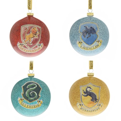 Harry Potter Set mit Vier Haus-Weihnachtsbaumkugeln von Widdop and Co
