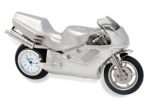 Miniaturuhr – Satin-Silber Sport Motorrad, Silber von Widdop and Co