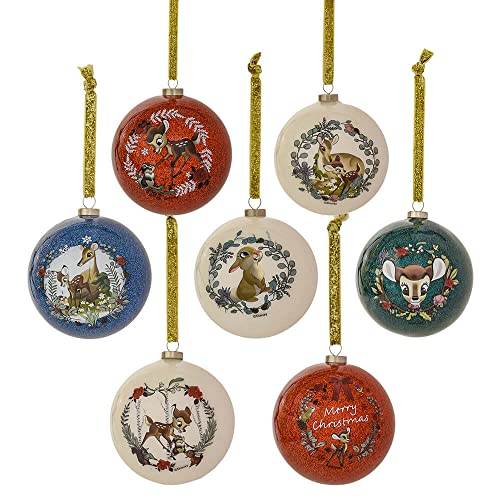Widdop Disney Bambi & Enchanted Forest Friends Set mit 7 Glitzer-Weihnachtsbaumkugeln von Widdop and Co