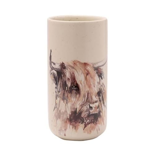 Widdop hohe Keramikvase – Hochlandkuh mit gesprenkeltem Effekt von Meg Hawkins – schöne Geschenkidee von Widdop and Co