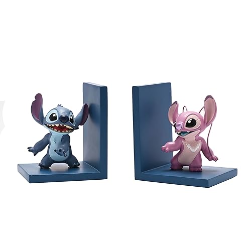 Widdop and Co Disney Icon Stitch and Angel Character Bookends in Gift Box (2 Pack) – Hellblau, Pink Harz von Widdop and Co