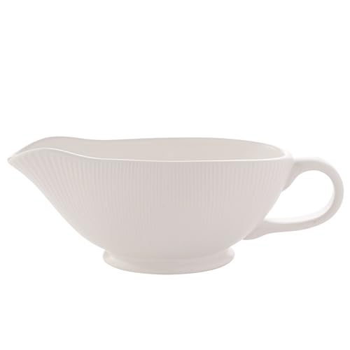 Widdop and Co Hestia Geschirr-Set aus Steingut, geriffelt, weiß – Sauciere – zeitgenössisches, stilvolles Geschirr – schöne Geschenkidee zum Einzug, zum Servieren von Widdop and Co