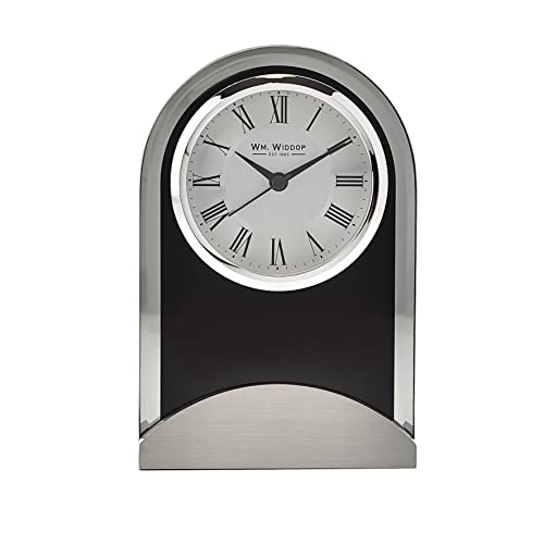 Widdop and Co W2912 Kaminsimsuhr aus Glas und Holz, Modern, Schwarz, 17.5 x 11.5 x 4 cm, Quarz, Tischplatte, Indoor, Silent Clock von Widdop and Co