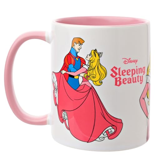 Widdop and Co. Disney Dornröschen – Aurora-Tasse – pink/weiß glasierte Steinzeug-Icons & Villains Trinkbecher – offizielles Disney-Lizenzprodukt (325 ml). von Widdop and Co