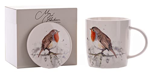 Widdop und Co Meg Hawkins MH150 Tasse und Untersetzer, Geschenkset, Rotkehlchen-Design, Porzellan, Rund, Standard, 290 ml, Tasse Widdop und Co Meg Hawkins MH150 Tasse und Untersetzer, Geschenkset, Rotkehlchen-Design, Porzellan, Rund, Standard, 290 ml, Tasse von Widdop and Co