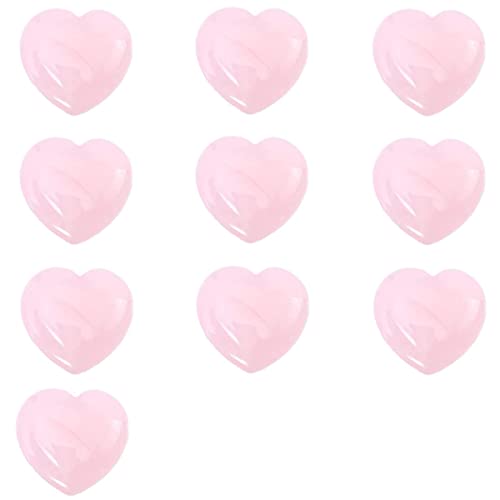 Rosenquarz Steine,Geschnitzt Herzförmigen Rosa Crystal Healing Stone Halbedel-Edelstein-Dekor Geschenkidee Schmuckherstellung Dekoration Herz Glücksbringer Healing Worry Stone (10pcs*2cm) von WideSmart