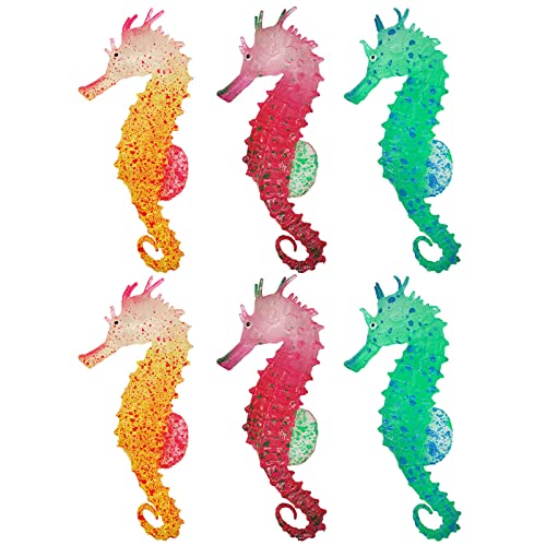 WideSmart 6 Pcs Glühende Künstliche Seepferdchen Deko, Aquarium Deko Aquarium Artificia Ornament Seepferdchen Deko Silikon Seepferdchen Aquarium Landschaft Dekoration Fisch Tank Leuchtende Dekor von WideSmart