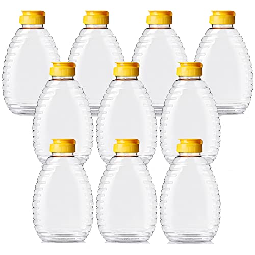 WideSmart 10 Pcs Honig Quetschflasche, Honigflaschen Honigdose Squeeze Flasche Honiggläser Honigbehälter Leere Bottle Honigspender Leere Plastikflasche Squeeze Flasche Quetschflasche mit Kappen von WideSmart