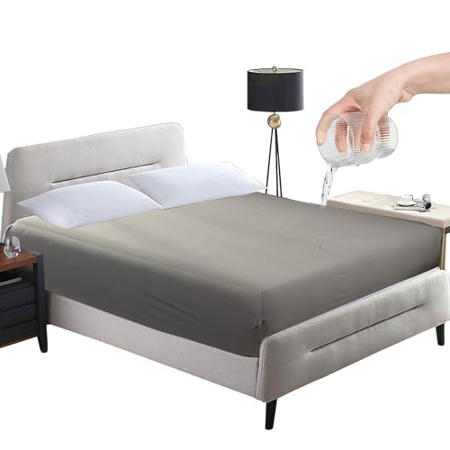 Widisun Wasserundurchlässiger Matratzen Schutz Dunkelgrau 140x200cm Atmungsaktive Matratzenbezug Wasserdichter Dunkelgrau Matratzenschoner Inkontinenzauflage Waschbar von Widisun