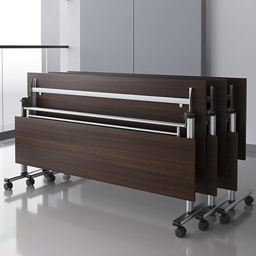 1PCS Folding Conference Table, Mobile Training Table with Locking Wheels, Modern Conference Room Desk for Office & Training Rooms, Easy to Arrange(Walnut,160 * 50 * 75cm) von Widppsopt