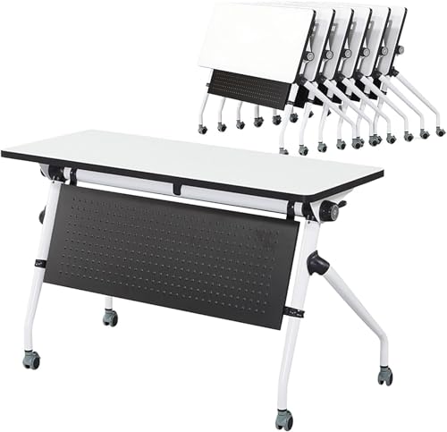 6ft Folding Conference Room Table with Flip Top Training Modern Large Mobile Meeting Table with Silent Wheels Iron Baffle Office Desk for Study Working. von Widppsopt