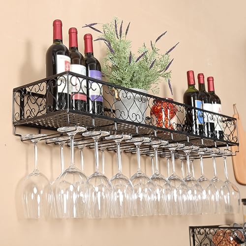 An der Wand montiertes Weinregal, Weinflaschenregal aus Metall mit Glashalter, schwebende Barregale, Wandbarregal, multifunktionaler Präsentationsständer aus Eisen, Lagerregal für Zuhause, R An der Wand montiertes Weinregal, Weinflaschenregal aus Metall mit Glashalter, schwebende Barregale, Wandbarregal, multifunktionaler Präsentationsständer aus Eisen, Lagerregal für Zuhause, R von Widppsopt