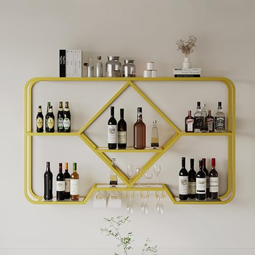 An der Wand montiertes Weinregal mit 2 Ebenen, Regal zur Präsentation von Spirituosenflaschen, Wandbarregal, Weinaufbewahrungshalter, Spirituosenregal mit LED-Licht, Weinregal zur Aufbewahru An der Wand montiertes Weinregal mit 2 Ebenen, Regal zur Präsentation von Spirituosenflaschen, Wandbarregal, Weinaufbewahrungshalter, Spirituosenregal mit LED-Licht, Weinregal zur Aufbewahru von Widppsopt